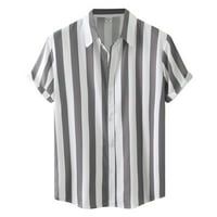 Muška majica Striped košulja za ispis kratkih rukava Okrenite košulju na ovratniku Mužjak ljetni Havaji