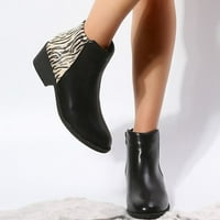 DMQupv ženske modne čizme sa petom na petama sa zatvaračem Udobne kratke čizme Okrugle cipele s cipelama za ženske cipele za žene Crno 7