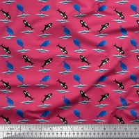 Soimoi pamučni kambrični tkaninski valovi, kitove i delphin Ocean Ispis tkanina od dvorišta široko