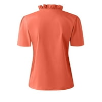 Dressy vrhovi za žene mode za žene temperamentni gumb V-izrez rukava za bluze casual košulja dame gornja narandžasta 3xl