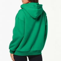 Scyoekwg Ženska zip up jakna Jesen kaput dugi rukav kaput sa kapuljačom sa kapuljačom džep džep gornji kaput labav u boji lagana ležerna obuća za klirens zelene s