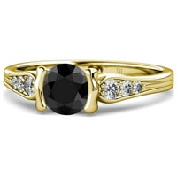 Crni i bijeli dijamantni ručni zaručni prsten 1. CT TW u 14k žuto zlato