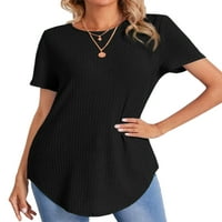 Avamo žene Ljetne vrhove kratki rukav majica Crew izrez majica dame prozračne tuničke bluze za rad Tee Black XL