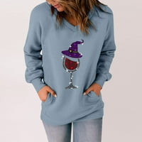 Halloween Majice za žene Ženske žene Modni ženski modni Halloween Print V-izrez Side džepni pulover