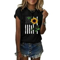 HHEI_K Žene Ljeto Ležerne prilike za modni skraćeni kratki rukav T-majica za majicu za žene za žene