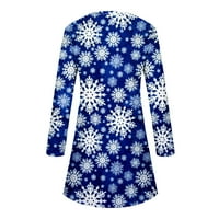 Božićne haljine za žene Print Crewneck Dugi rukav padne haljine Ležerne prilike Ležerne prilike Line