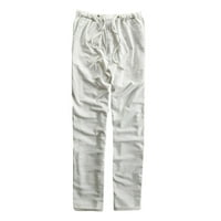 Hupta pantalone za muškarce modni pamučni posteljina plus veličine casual elastičnih džepova za struku duge hlače