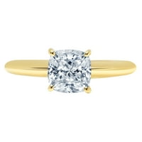 2. CT sjajan jastuk Cleani simulirani dijamant 18k žuti zlatni pasijans prsten sz 8.25