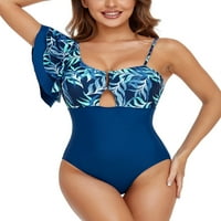 Dmagnates Women jednodijelni kupaći kostimi, ležerni cvjetni ispis Jedno ramena ruffled bez rukava slim fit bodysuit plaža