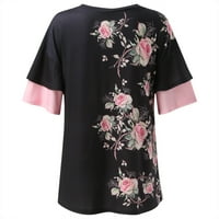 FSqjgq V rect majice za žene casual plus veličine Thirt ženske ležerne ljetne vrhove V izrez cvjetne