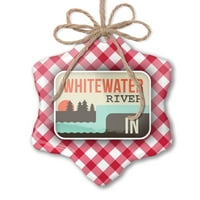 Božićni ukras u SAD Rivers Riverwater River - Indiana Red Plaid Neonblond