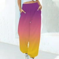Ženske casual labave sportske pantalone za gledanje pantalona za gležnjeve gradijentne fleke hlače