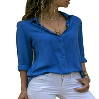 Ženski dugi rukav V rect gumb u obliku majice BASE bluza