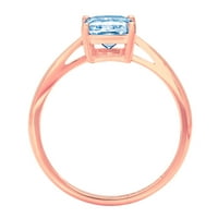 2.0ct smaragdni rez plavi prirodni švicarski plavi topaz 14k ružičasti ružičasto zlato graviranje izjava godišnjica angažmana vjenčana prstena veličine 4,25