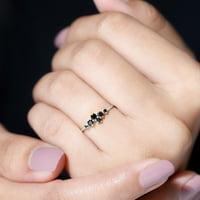 Black Ony Obećaj prsten za žene, minimalni prsten sa klasterom, 14k bijelo zlato, SAD 7.50