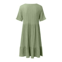 Ženska haljina Ležerska haljina Žene posteljine haljine Ležerne prilike majica s kratkim rukavima V