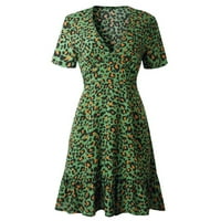 Haljine za žensko čišćenje Žene Leopard Print Mini haljina dame Ljeto Wrap haljina Klupska odjeća
