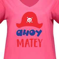 Inktastični ahoy Matey, gusarski šešir, lobanja i kosti, gusari Ženska majica plus veličine V-izrez