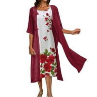 Žene Ljeto Ležerne prilike Cvjetni rukavac Maxi haljina bez rukava Dvije setove haljine Bakinis set