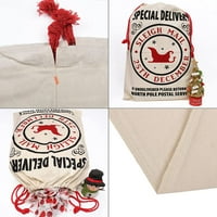 Torba za ličnost Božićna torba - sa sjevernog pola - pamuk - 19 26.25 - personalizirano i tiskano sa citatom - vreća za višekratnu upotrebu za božićne poklone, skladište i uređenje božićnih poklona