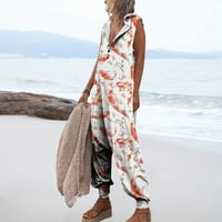 Ljetni plažni kombinezoni za ženske ležerne duge rubne kapuljače dugih hlača, šipka sa džepovima narančastom