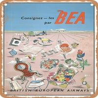 Metalni znak - rezerviran preko BEA British European Airways Vintage ad - Vintage Rusty Look