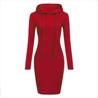 Haljine za žene povremene ženske kapuljače dugih rukava u ležernim trendovima dugih rukava haljina crvena s