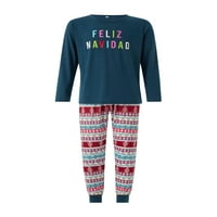 Gueuusu božićne pidžame za obitelj, s dugim rukavima pisma za ispis majica sa pantalonama za ispis drveta
