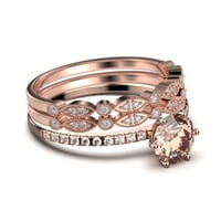 Prekrasna Art Deco 2. Prsten za uključivanje i dijamantski ručni ručni ručni prsten, vjenčani prsten,
