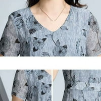 Haljine za žene ženski fit & flare V-izrez kratki rukav cvjetni srednji duljina fit & flare elegantne