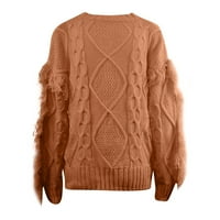 Ženski džemperi plus veličine džemperi izrez Knit Jesen rukav pulover Long o kabelski bluza Tuntic