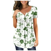 TKLPEHG Womens T majice kratki rukav Leisure St. Patrick Print Graphic Tee Majica Summer Trendy Comfy
