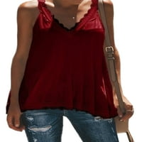 Avamo žene labave bluze casual v Rezervoari za vrat Ljetna čipka za spajanje seksi bez rukava na vrhu