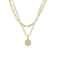 Ogrlice za žene Zlatna ogrlica sa pozlaćenim lancem za žene šesterokutni slovo Privjesak ogrlicu na