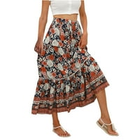 Dame Ljetni boemski stil cvjetni print casual midi suknja
