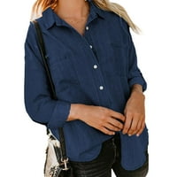 Ženska košulja, pure u boji Casual dugme Zatvaranje ženskog gornjeg gornjeg ovratnika za devojku za ured