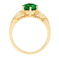 1. CT sjajan okrugli rez simulirani smaragd 14k žuti zlato Trokratni prsten s 45.25
