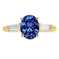 2.5ct ovalni rez plavi simulirani tanzanit 18k žuti zlatni godišnjica angažmana kamena prstena veličine 9.5