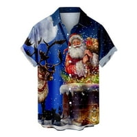 Meitianfacai majice za muškarce Muškarci Ležerne prilike, Bacturing Božićni Santa Claus Print sa džepom