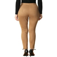 Allegra K Womens 'baršunasti elastični struk bočni patentni zatvarač uskim nogama casual pantalone