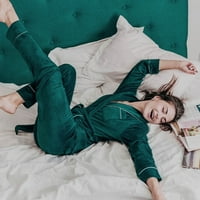 Žene proljeće dugih rukava Gold Velvet odijelo Cardigan zadebljano topla kućna odjeća pidžamas Sleep Hemise Donje rublje Loungewear Dame Noćenje