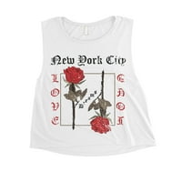 New York City Love White Womens Crop Top Vintage Day