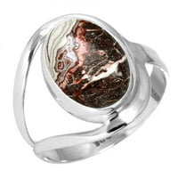 Prirodni ludi čipkani agatski prsten srebrni ručni nakit