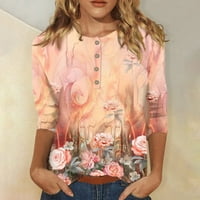 Majice za žene za žene Slatke grafičke tenske bluze casual plus veličine Basic gumba Pulover