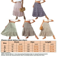 Hait Ladies Ruffle cvjetni tisak duge suknje Bohemijske ljupke suknje ljeto tiče visoki struk