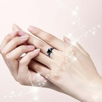 Wozhidaoke prstenovi za žene evropske i američke srčane prsten za srce Black ručni nakit za rođendan za žene za žene