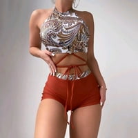 Ženski bikini postavlja visoke vikine za bicikliste uzorak tiskanje visokog kostirnog kupaćih kupaćih