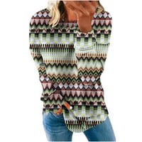 Posijego ženska ležerna dukserica s dugim rukavima Crewneck vrhovi cvjetni ispisani labavi pulover pad zimskih vrhova majica (višebojna 78x-velika
