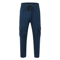 SNGXGN teretni pantalone za muškarce opuštene fit muške modne hlače Duksere, Ležerne prilike muške teretne hlače, plava, veličine 3xl