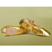 Oucaili Kids Dance Shoe Split Sole Yoga Cipele Balet Papuče Elegantne bez kravata Ravni stanovi Naučeno Gold 5